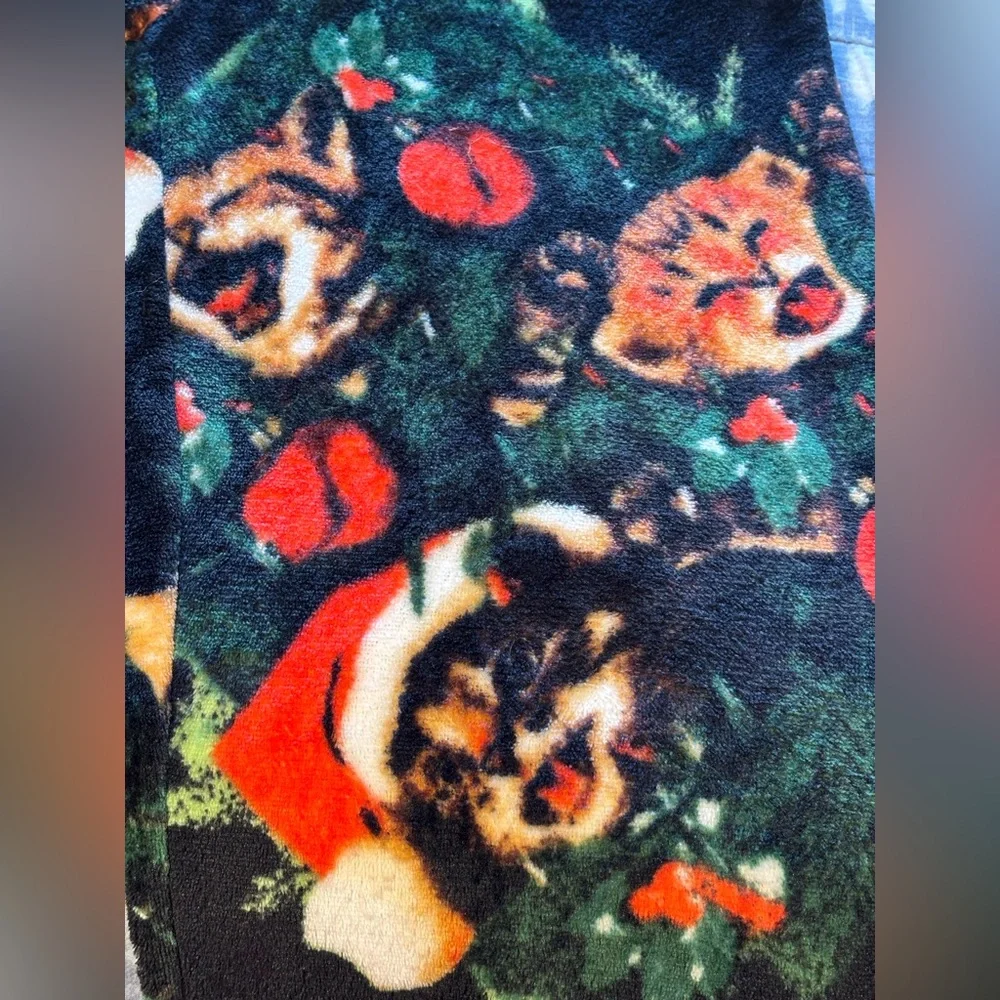 🌸 Mad Engine Christmas Cat Pajama Black Lounge Pants Women’s Medium